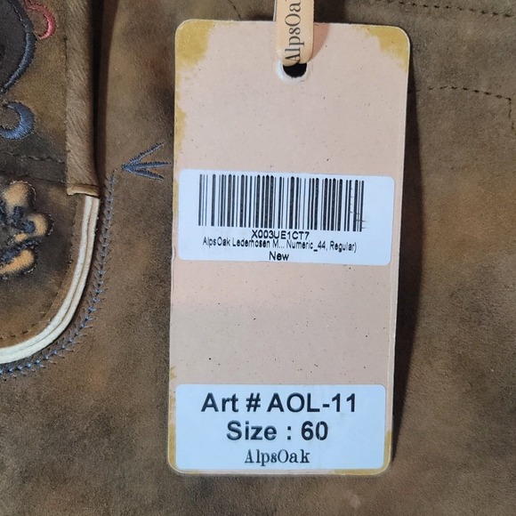 AlpsOak Mens Leather Lederhosen Oktoberfest Trachten Wear Brown Embroidered - Picture 8 of 8